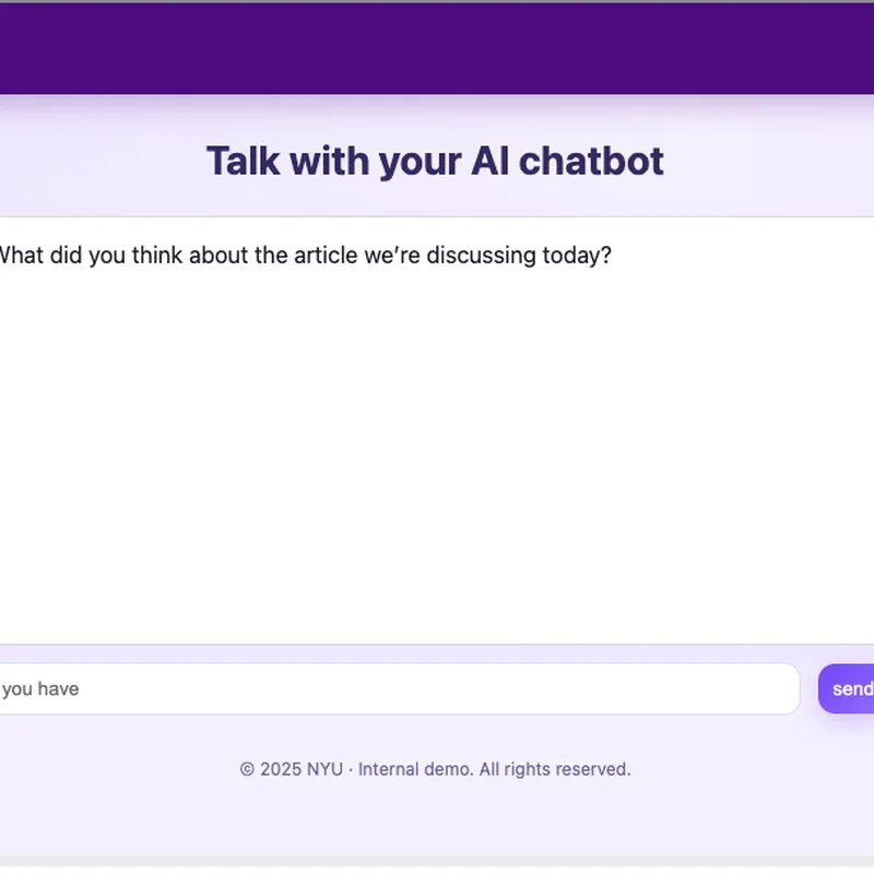 纯文字聊天界面，顶部写着 Talk with your AI chatbot